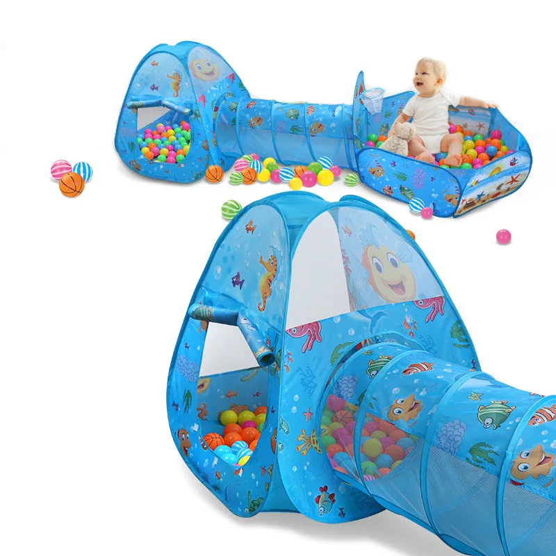 

Toys Tent For Kids Tunnel Ball Pool Pits Ocean Series Cartoon Game Portable Foldable Outdoor Sports Toys With Basket Children