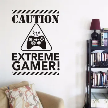 

YOYOYU Decal Caution Extreme Gamer Wall Decal Video Games Wall Sticker for Kids/ boys Bedroom Wall Decor Art Mural Y026