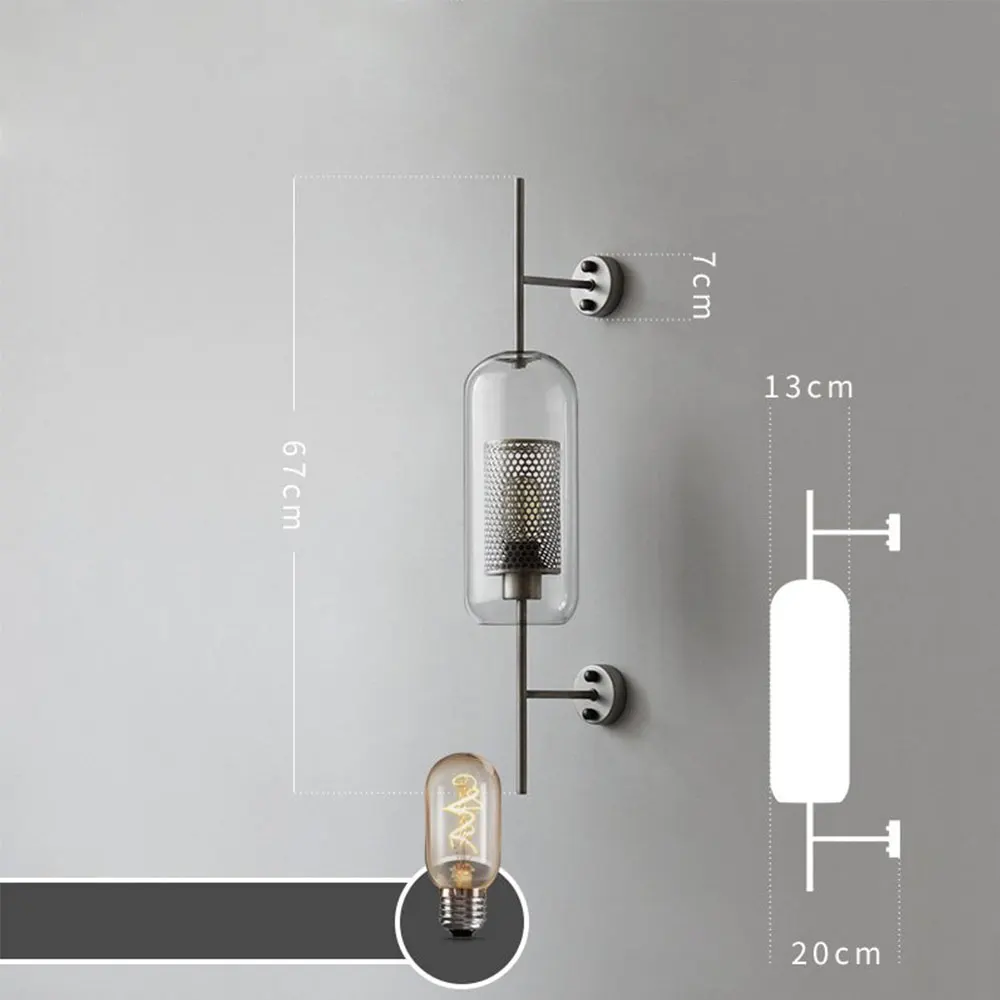 Лофт ретро промышленный настенный светильник стеклянный современный настенный декоративный светильник s кухня гостиная спальня столовая кабинет Светильник светильники - Цвет абажура: B Silver Gray Small