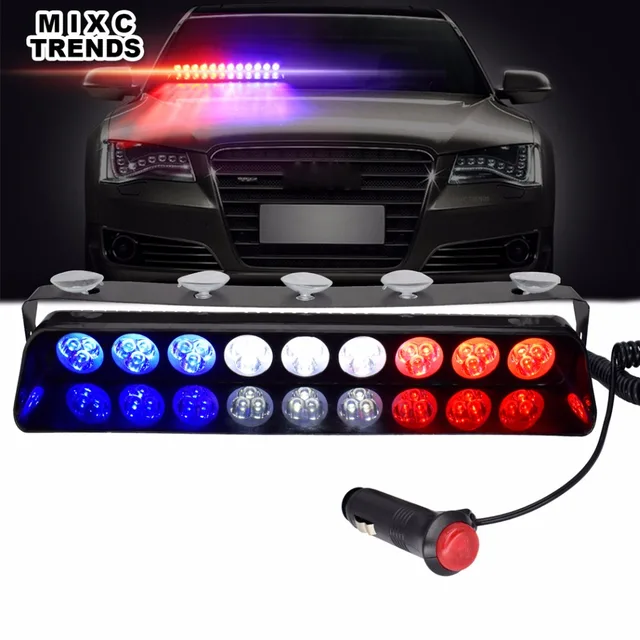 27 Led Dash Strobe Light DC 12V Car Windshield Police Light Bar Auto