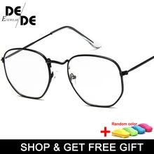 Винтажные очки прозрачные, оправа для женщин и мужчин ретро оптические очки для глаз мужские шестигранные солнцезащитные очки