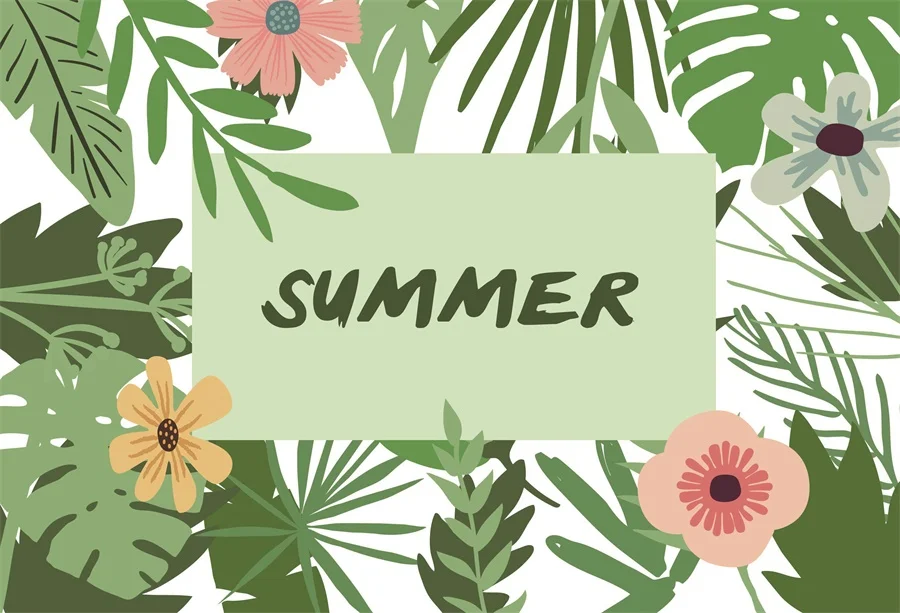 Laeacco Tropical Palm Tree Summer Scenic Flower Leaves Photography Background Customized Photographic Backdrops For Photo Studio