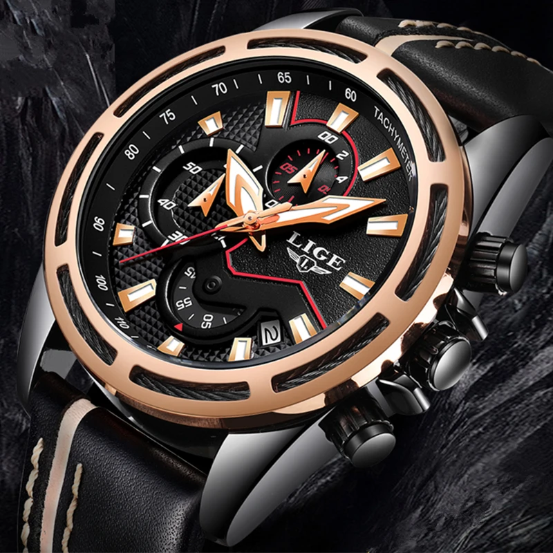 

2018 LIGE Mens Watches Top Brand Luxury Man Sport Watch Male Fashion Business Clock Men Leather Quartz WristWatch Relojes Hombre