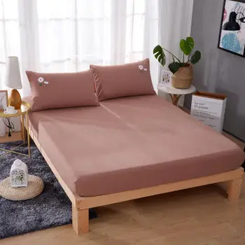 

Pure Color Mattress Cover High 25cm Deep 100% Cotton Fitted Sheet Bed Sheet Fitted Sheets Home Bedspread Apply Mattress