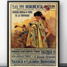 Bullfight Vintage Ad Barcelona España 1935 Corrida decoración pared película pintura decoración póster de impresiones de lienzo pinturas al óleo sin marco