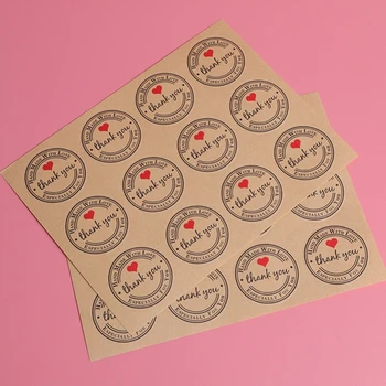 

120Pcs Craft Thank you Hand Made With Love For You Sealing Label Kraft Sticker Baking DIY Work Round Gift Stickers 3.5cm