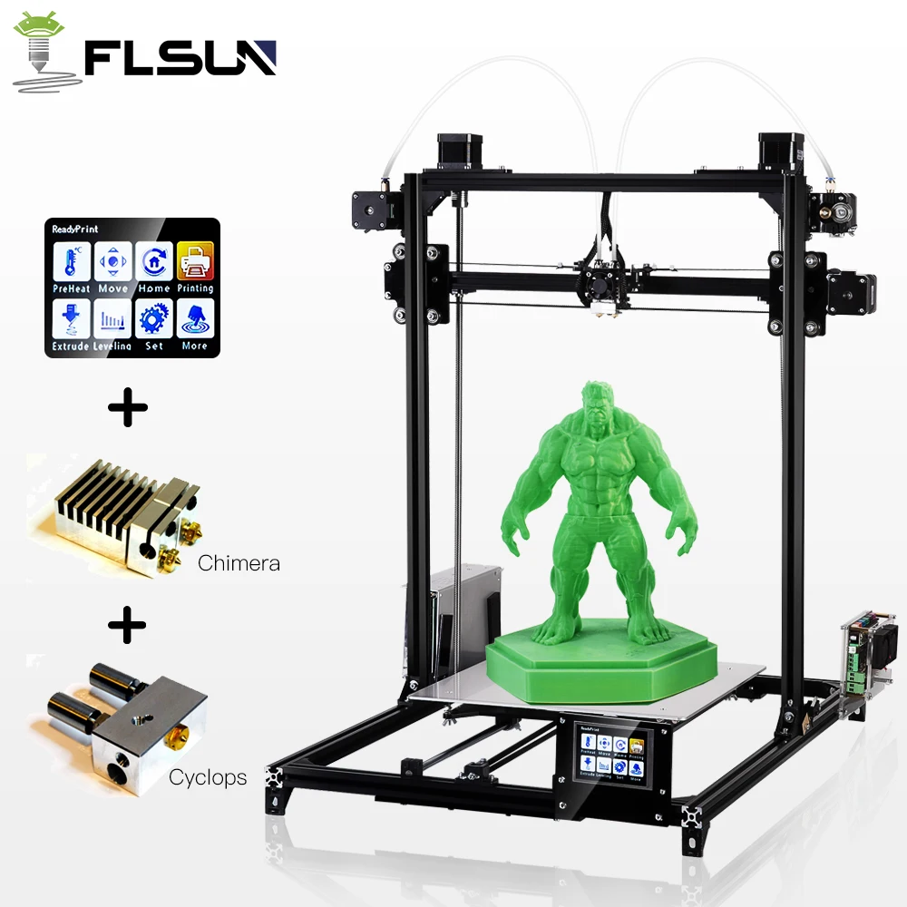 cheap Large Printing Size Flsun I3 3d Printer Touch Screen Dual Extruder Auto Leveling DIY 3D Printer Kit Heated Bed One Roll Filament