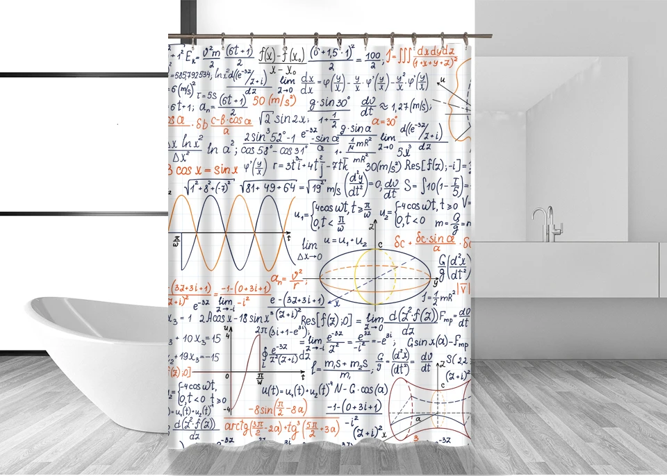 Miracille забавные химические математические формулы печатных ванная комната водонепроницаемый полиэстер занавески для душа 12 крючков украшения дома