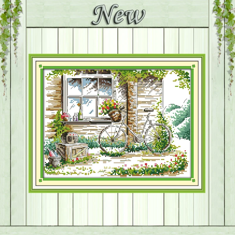 

The quiet out of the window garden painting counted printed on canvas DMC 11CT 14CT kits Cross Stitch embroidery needlework Sets