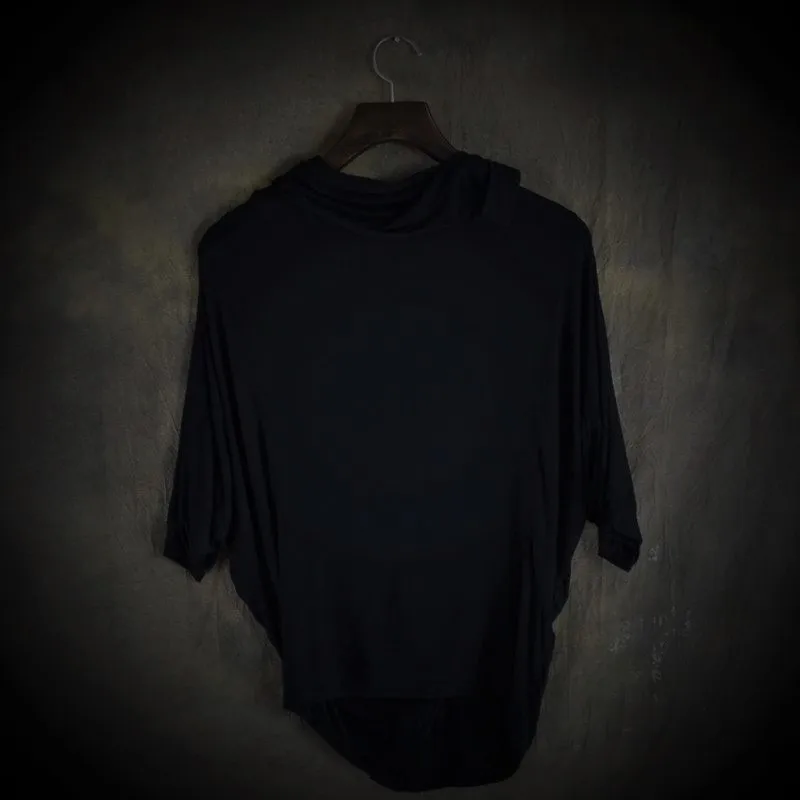 Non-mainstream fashionable casual short-sleeve T-shirt heap turtleneck batwing shirt male loose plus size t-shirt Non-mainstream fashionable casual short-sleeve T-shirt heap turtleneck batwing shirt male loose plus size t-shirt