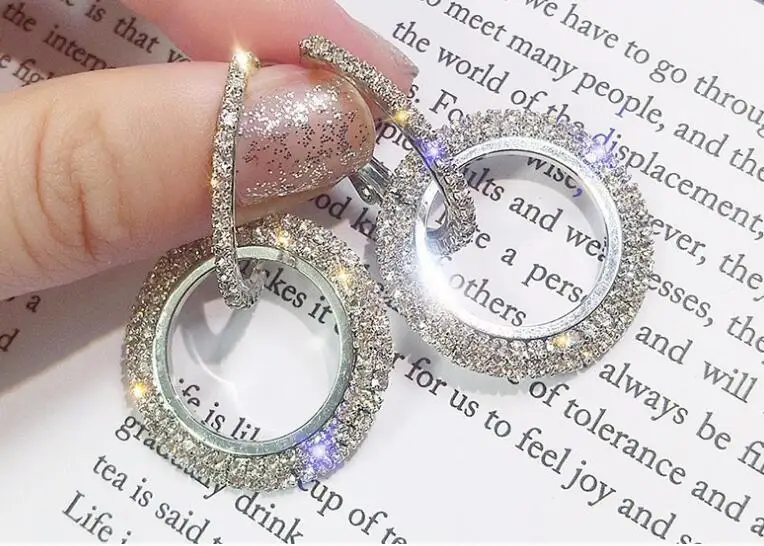 

2019 New design creative jewelry high-grade elegant crystal earrings round Gold earrings wedding party earrings for woman zpxhyh
