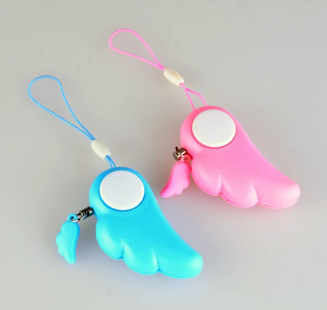 angel wings personal self defense alarm pink blue 90db alert as