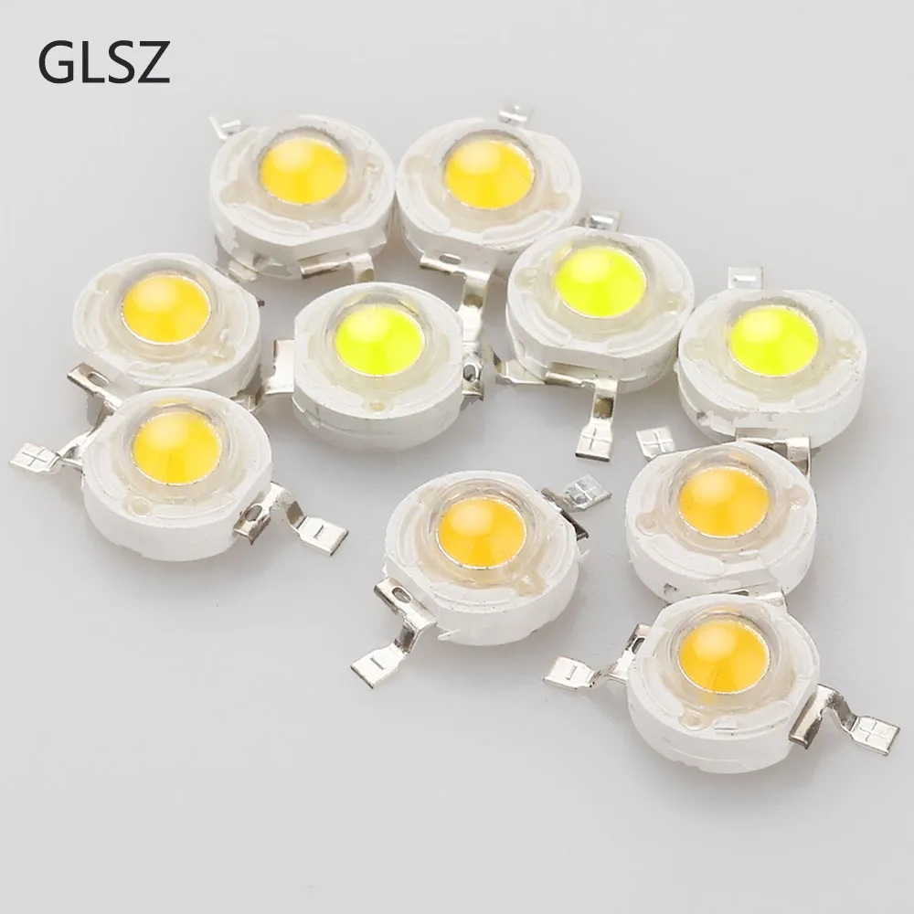 

GLSZ 10pcs LED Chip 1W High Power COB SMD LED Bead Warm/Natural Cold/Cool White for DIY Spotlight LED Bulb Lamp Beads