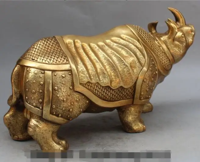 

S1766 18" Chinese Fengshui Bronze Carving Lucky Rhinoceros Ox Animal Statue Sculpture discount 30% (C0324)