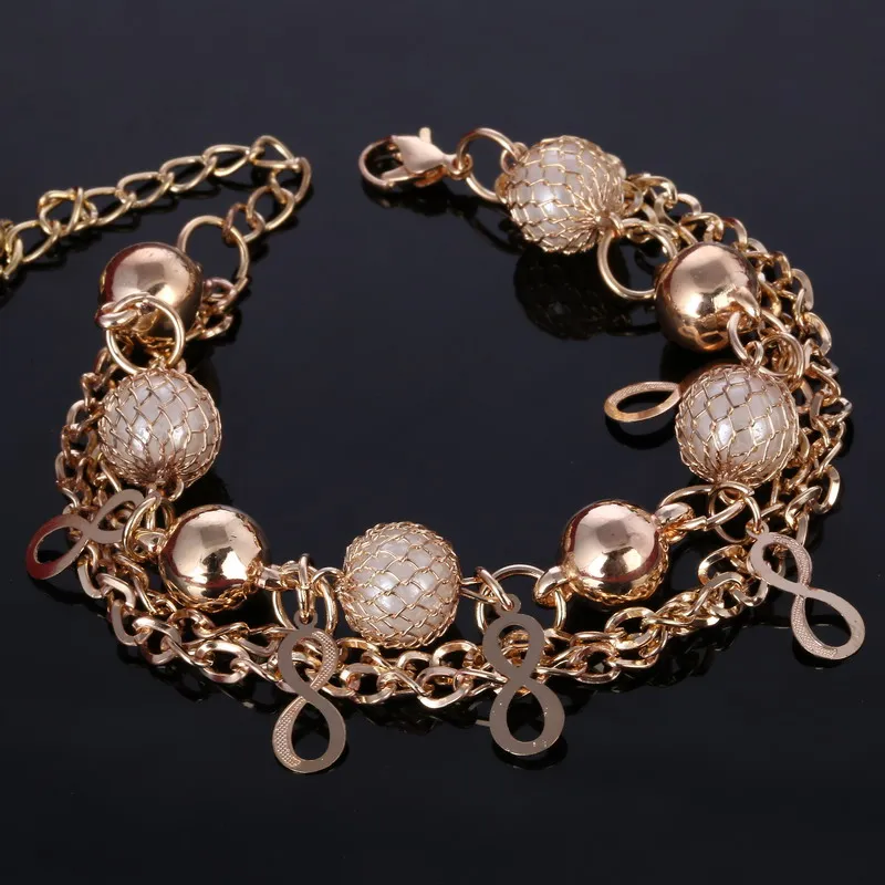 Adjustable Ball Beads Charm Bracelet Round Mesh Link & Chain Wedding