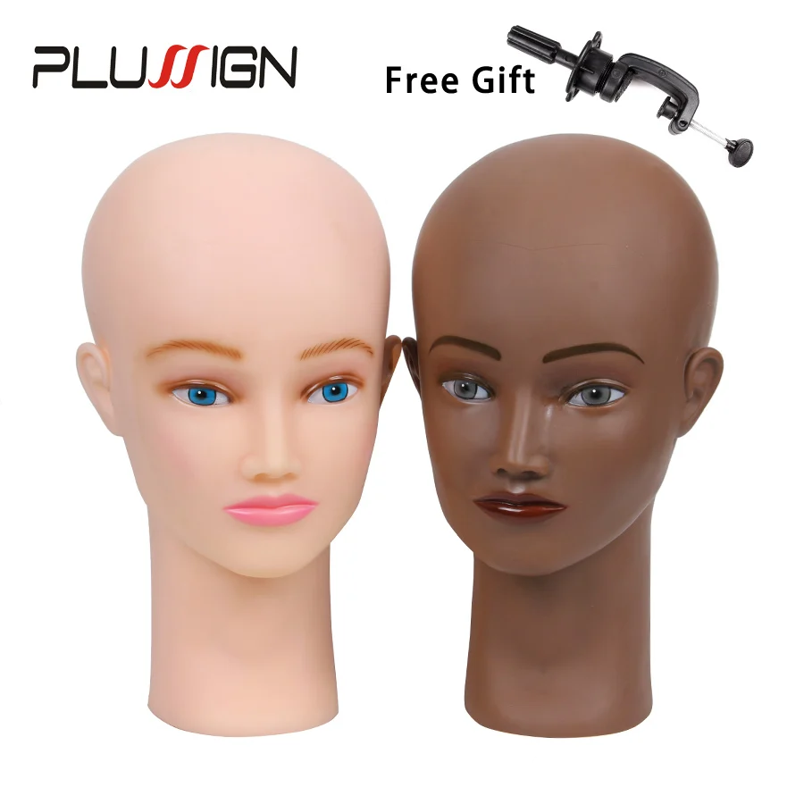Plussign Bald Mannequin Head and Stand Set 21" No Hair Female Training