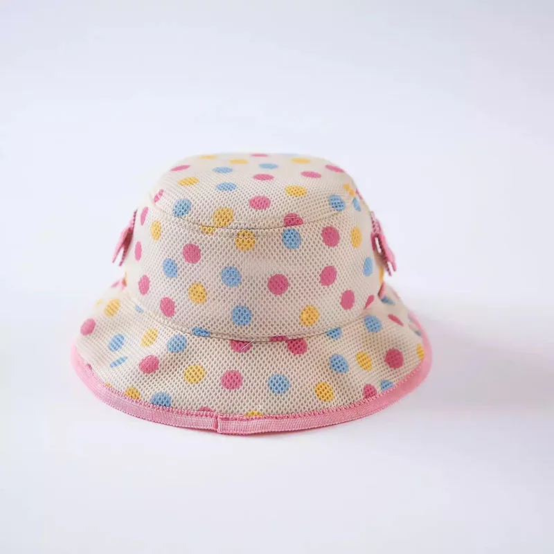 Карамельный цвет, хлопок, детская шляпа, сетчатый в горошек, многослойная пляжная Солнцезащитная шляпа для девочек, высокое качество, солнцезащитные кепки для девочек, детская шапка