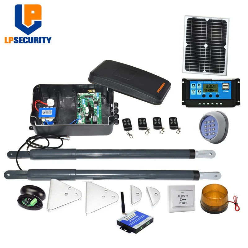 12VDC Solar powered swing arm gate operators kit with solar panel y controller (photocellslampbuttongsm opener optional) 12VDC Solar powered swing arm gate operators kit with solar panel y controller (photocellslampbuttongsm opener optional)