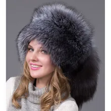 Зимняя женская шапка Lei Feng, кожа, мех лисы, хвост, уши, шапка для женщин, натуральный Лисий мех, шапка для женщин, зимняя шапка, теплая шерстяная шапка, HJL-03