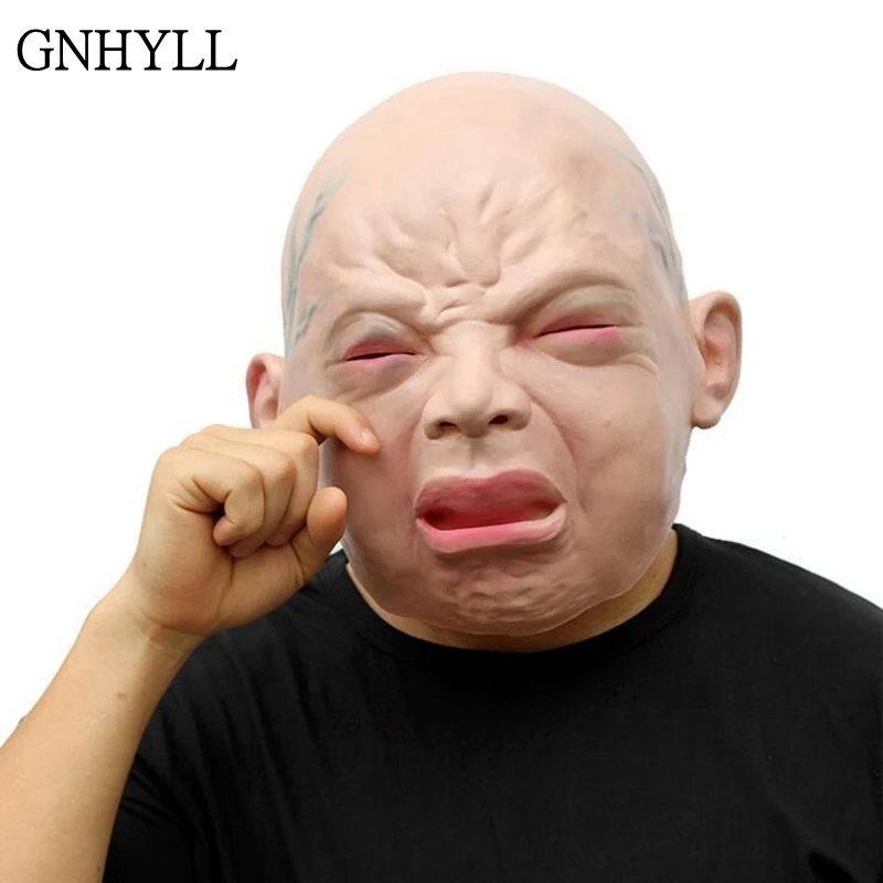 

GNHYLL Halloween Mask Funny Party Face Masks Creepy Halloween Costume Prop Cry Baby Full Head Latex Rubber Masquerade Mask
