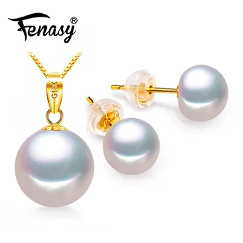 

FENASY 18k gold earrings pearl jewelry,18K Gold pendant pearl Jewelry necklaces & pendant for lovers send s925 silver necklaces
