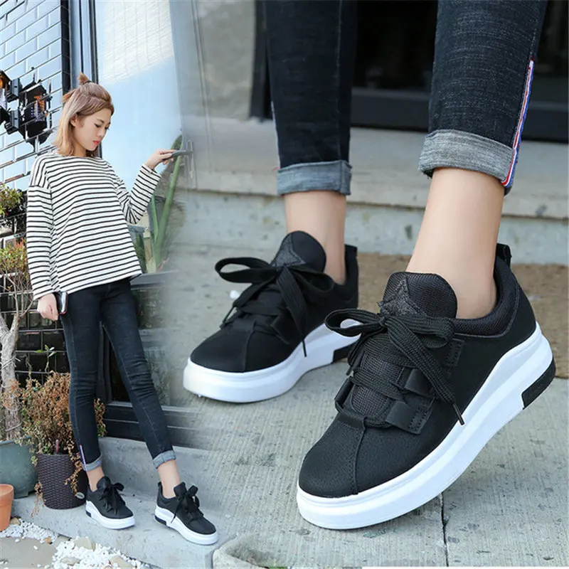 

Breathable Running Shoes Thick Bottom Spring and Autumn Vulcanized Shoes Flat Shoes Green Pink Outdoor Fitness Women Sneakers