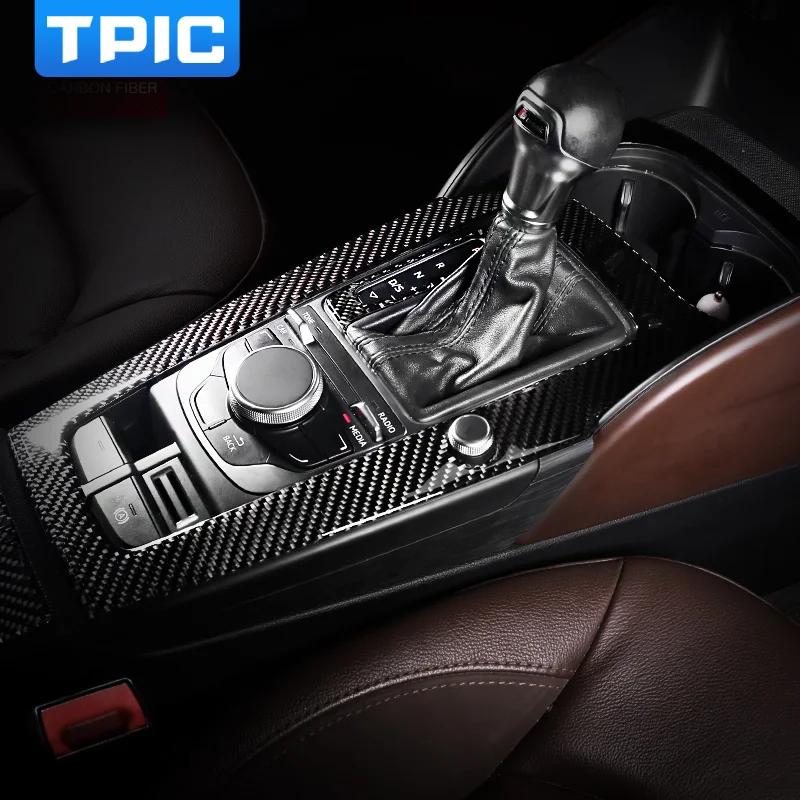 

For Audi A3 S3 Car Interior Carbon Fiber Gear Shift Panel Auto Stickers Armrest Box Trim Cover Decals Car Styling Accessories