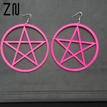 

ZN 9CM Punk Large Pentagram Earrings Large Hoop Pentacle Gothic Ear Stud Fashion