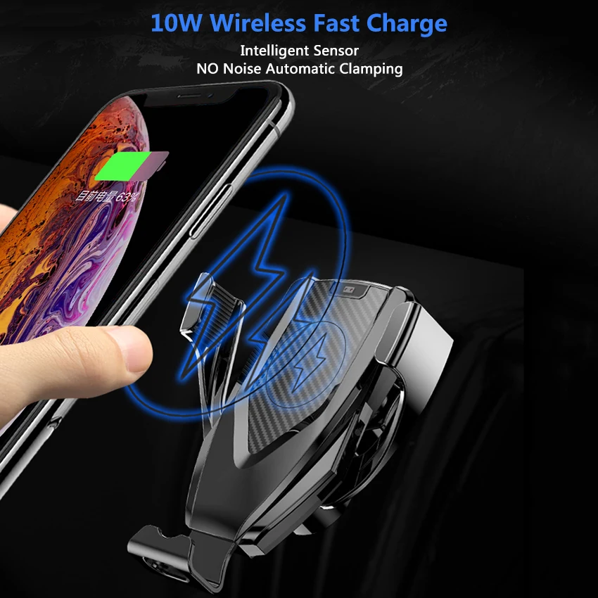 

NEW M8 Automatic Clamping Wireless Car Charger Air Vent For iPhone XS Max X 10W Fast Charging Wireless Car Charger For Android