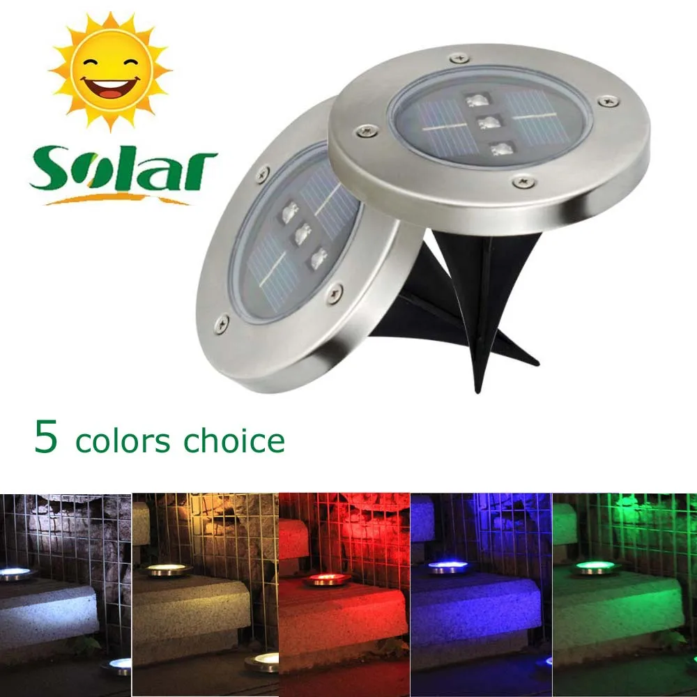 

2PCS Solar Garden Light IP55 3LEDs Waterproof Solar Ground Lamp Outdoor Buried Floor Path Light For Landscape Lawn 5 colors