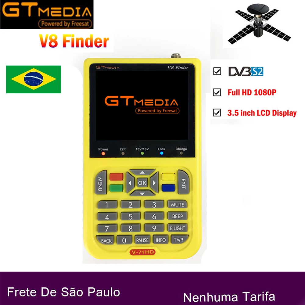 

Freesat V8 Finder TV Signal Finder Meter DVB-S/S2 HD Digital Meter 3.5 Inch LCD Dispaly 3000mAh Battery pk 6916 6906 From Brazil
