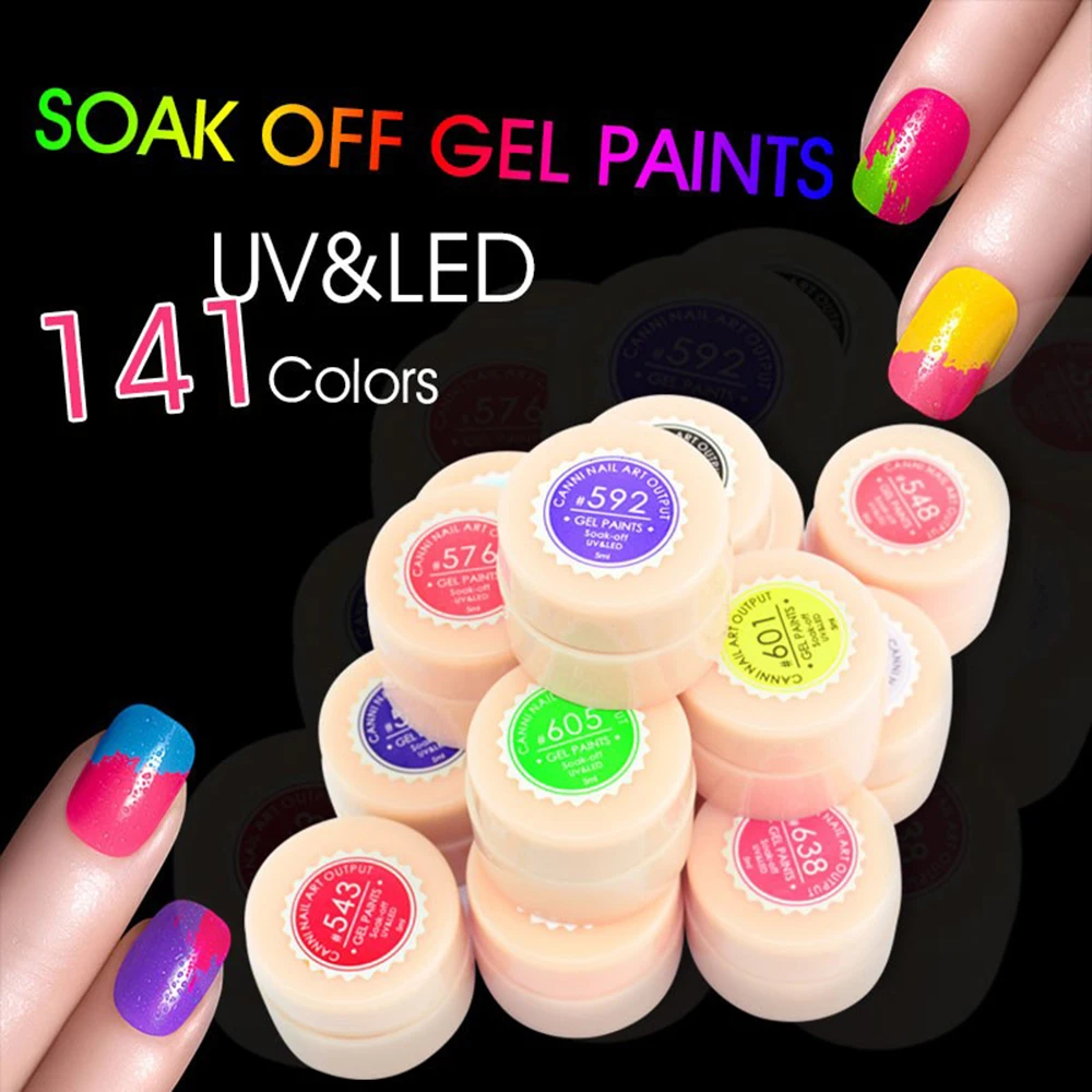 CANNI цветной гель для рисования, новинка 141 цветов, 5 мл, чистый цвет, лак для ногтей, салонный, впитывающий УФ светодиодный гель для ногтей, цветные краски