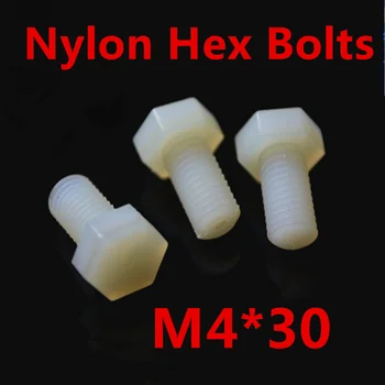 

500pcs/lot DIN933 M4*30 Nylon Hex Screw Bolt