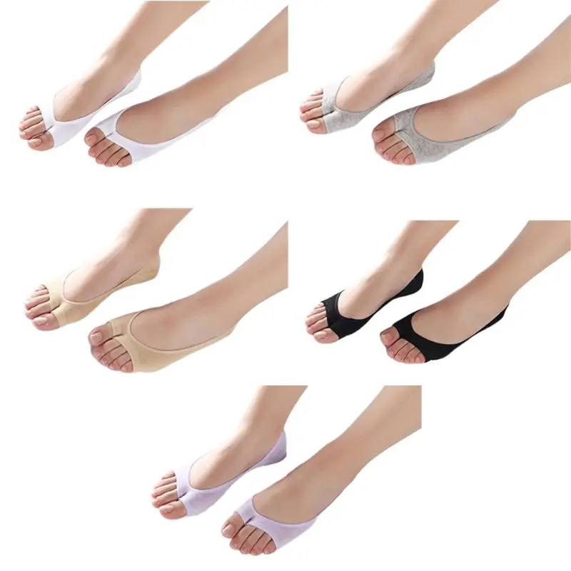 

Womens Summer Invisible No Show Peep Open Toe Liner Socks Solid Color Casual Breathable Hosiery With Non-Slip Silicone Heel Grip
