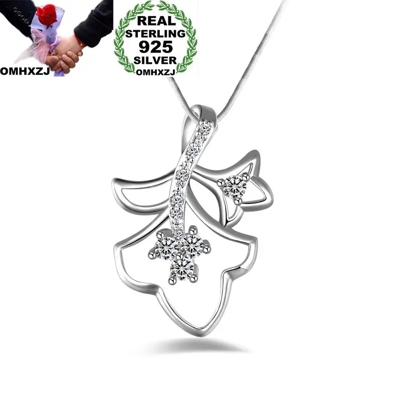 

OMHXZJ Wholesale Personality Fashion OL Woman Gift Flower White Amethyst AAA Zircon 925 Sterling Silver Pendant Necklace NC92