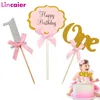 Tasa de descuento Primer Cumpleaños uno Cupcake Topper 1st años Niño chica DIY decoraciones de fiesta de 1 año viejo bebé cumpleaños decoración niños GjJgpXZV