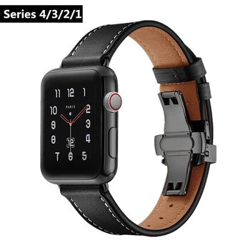 

ASHEI Watchband For Apple Watch Series 4 Band 44mm 40mm Genuine Leather Wrist Strap Bracelet for iwatch Series 3/2/1 38mm 42mm