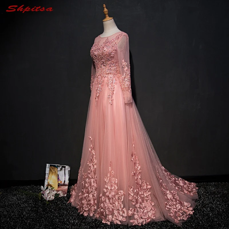 

Trend Long Sleeve Lace Evening Dresses Elegant Occasion Party Women Prom Formal Evening Gowns Dresses Wear 2018
