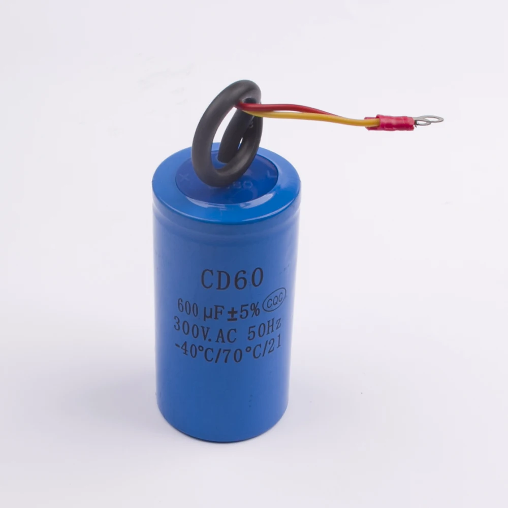 

CD60 600uF 300V AC Starting Capacitor For Heavy Duty Electric Motor Air Compressor Red Yellow Two Wires