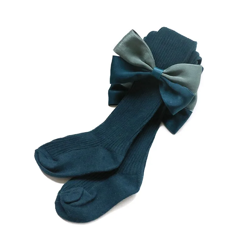 Новые детские носки, длинные мягкие хлопковые кружевные детские носки до колена с большим бантом для маленьких девочек - Цвет: Слоновая кость