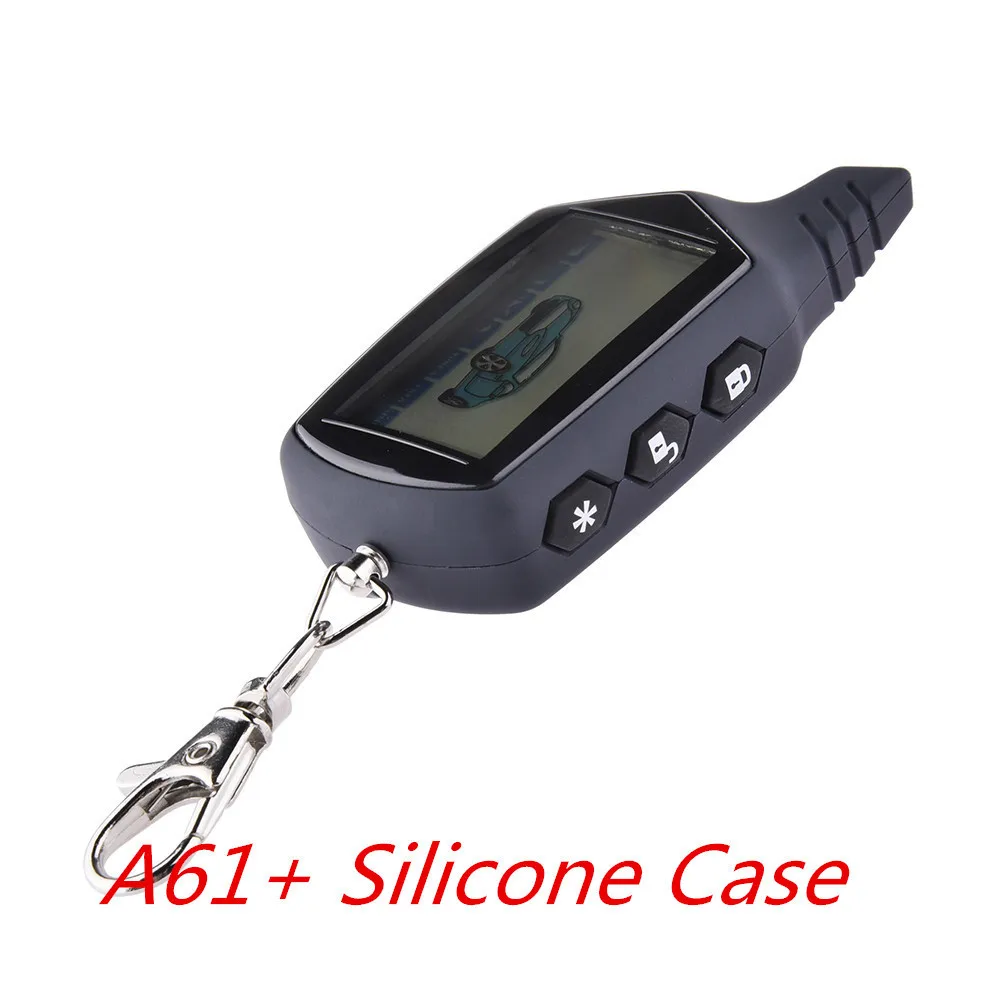 

2-way A61 LCD Remote Controller Key Fob + Silicone Case for StarLine a61 car alarm system Russian version car alarm auto-start