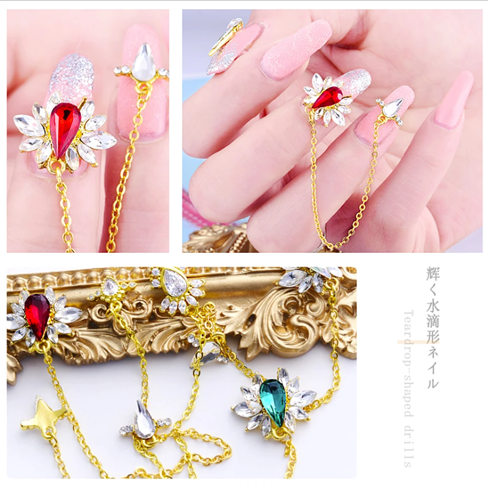 

2/5pcs/lot Nail Angel Wings Rhinestones Jewellery With Long Chain Pendant Nail Art Rhinestone Multicolor Bride Wedding Decor