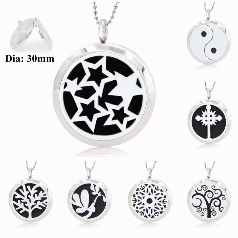 

A7 30mm Manget Plain 316L Stainless Steel Essential Oil Diffuser Necklace Aromatherapy Necklaces(free chain and pads)