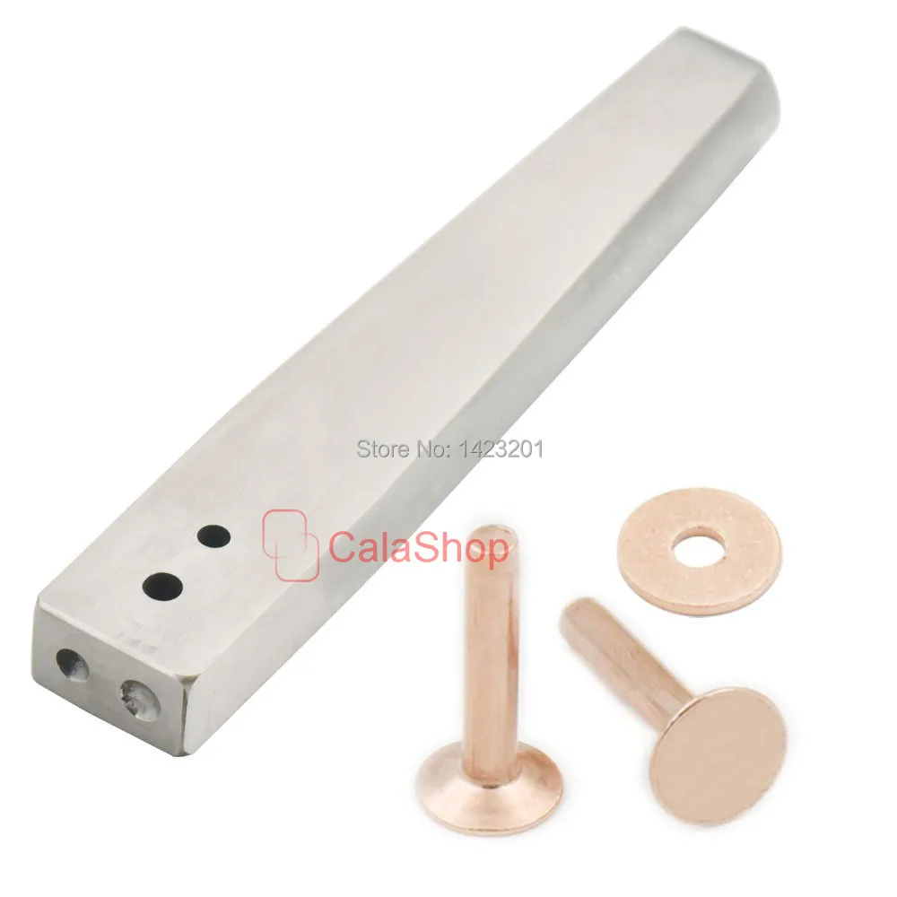 

One 304 Burrs Setter Tool Fasteners Permanent and 6 PCS / Lot 9mm x 3.3mm x 19mm Solid Red Copper Rivets Gauge Tack