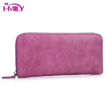 

HMILY Women Wallet Genuine Leather Long Female Purse Classic Vintage Card Holder Zipper Clutch Phone Bag Ladies Real Cowskin