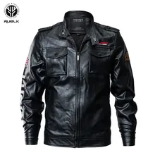 

RUELK Trendy Brand Fashion New Arrival Leather Jacket Men Spring Autumn Hot Sale PU Leather Military Style Men's Bomber Jacket