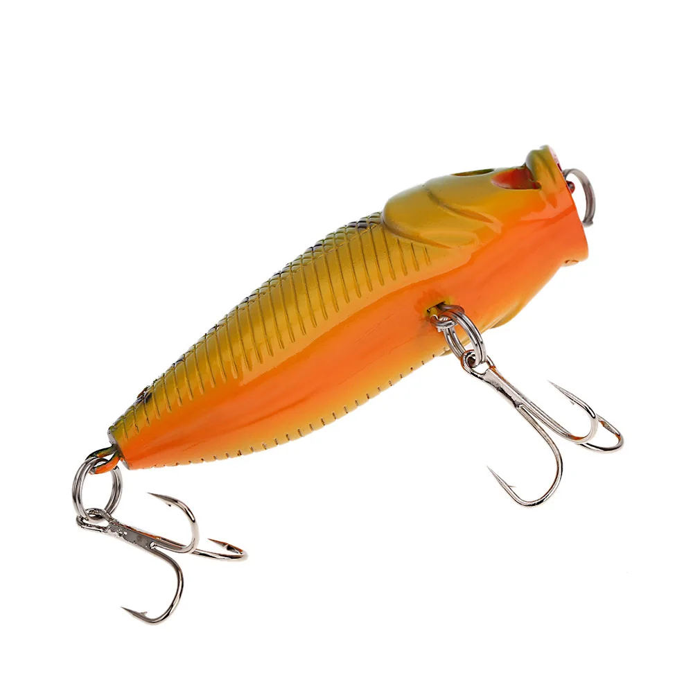 2pcs Popper Fishing Lure Baits Attractive with Treble Hooks Fishing Tackle