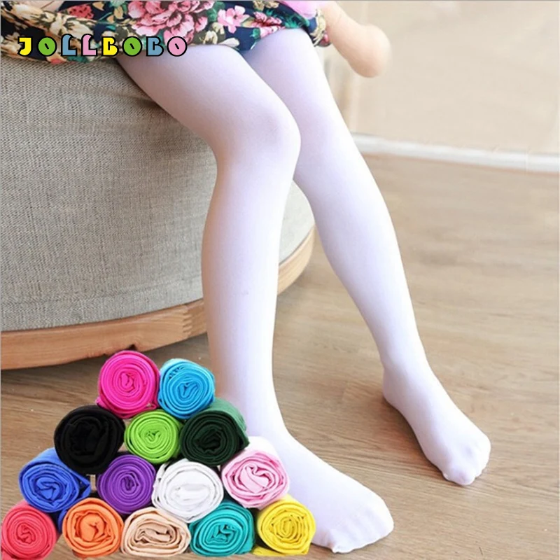 

Girls Kids Tights Spring Autumn Candy Color Soft Velvet White Stockings 80d Shiny Child Pantyhose Footed Ballet Dance Tights