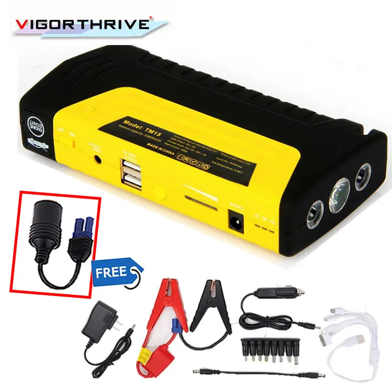 

multifunction hot sale Multi-Function Car Jump Starter Power Bank Rechargable Battery 12V with 2 USB port