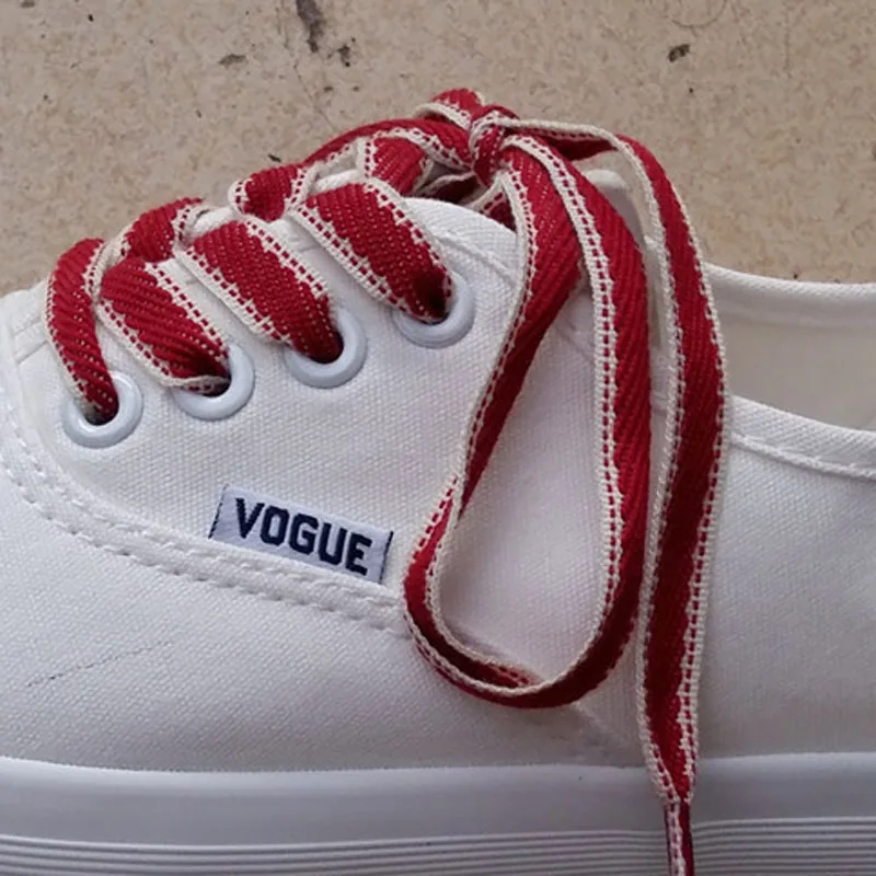 1 Pair Red White Blue Polyester Stripe Lace Canvas Shoes Color Decorating Pattern Colorful Shoelaces Flat Laces Shoelaces Laces